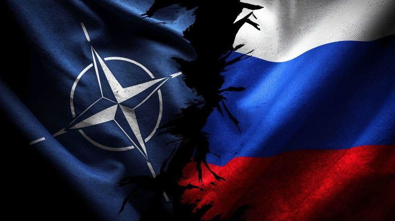 Nato und Russland Flagge